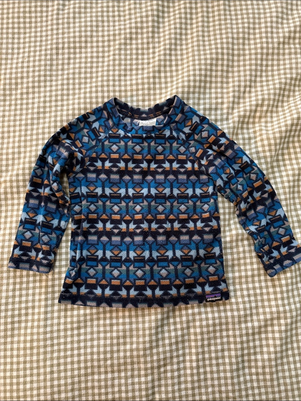 Patagonia Toddler Blue Geometric Fleece Long-Sleeve Top